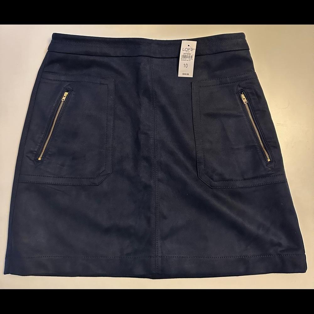 Navy suede like skirt